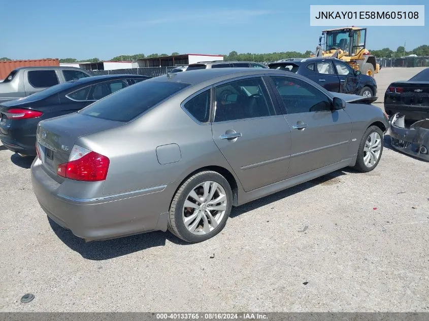 2008 Infiniti M35 VIN: JNKAY01E58M605108 Lot: 40133765