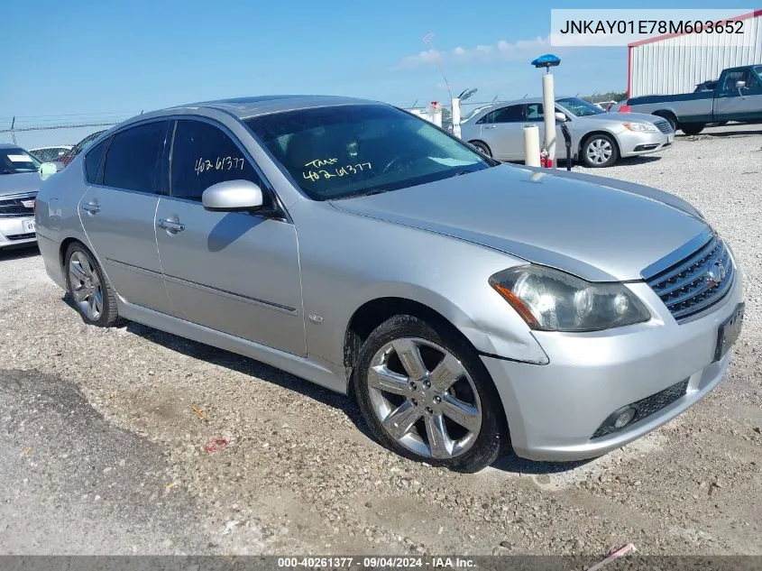 2008 Infiniti M35 VIN: JNKAY01E78M603652 Lot: 40261377