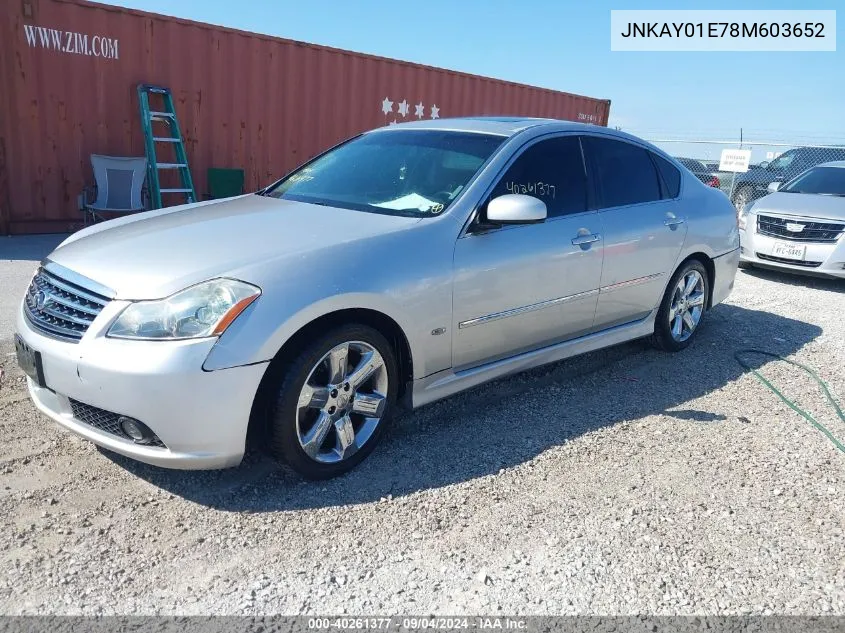 2008 Infiniti M35 VIN: JNKAY01E78M603652 Lot: 40261377