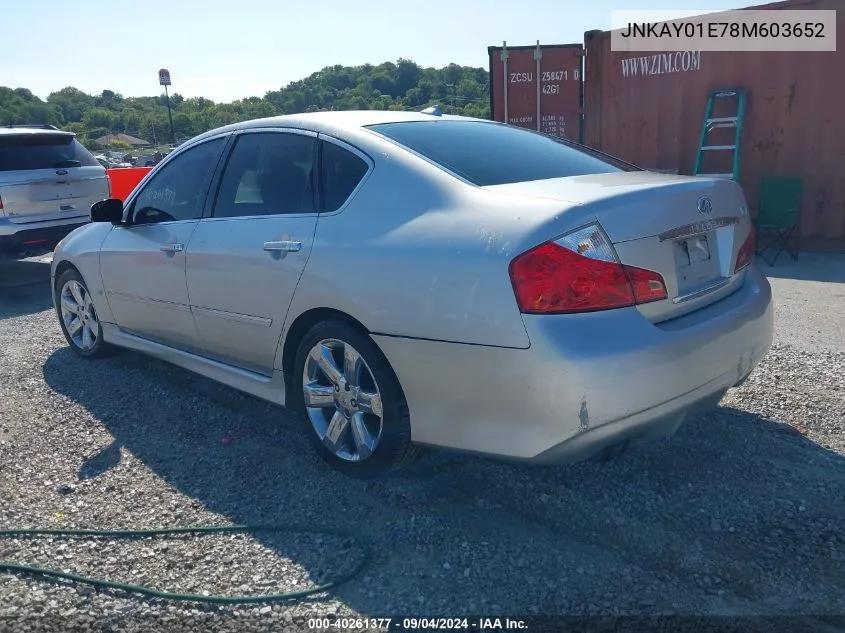 2008 Infiniti M35 VIN: JNKAY01E78M603652 Lot: 40261377