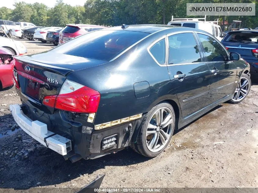 2008 Infiniti M35 VIN: JNKAY01E78M602680 Lot: 40361941