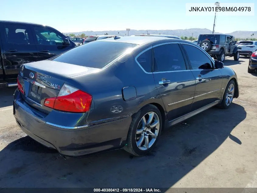 2008 Infiniti M35 VIN: JNKAY01E98M604978 Lot: 40380412