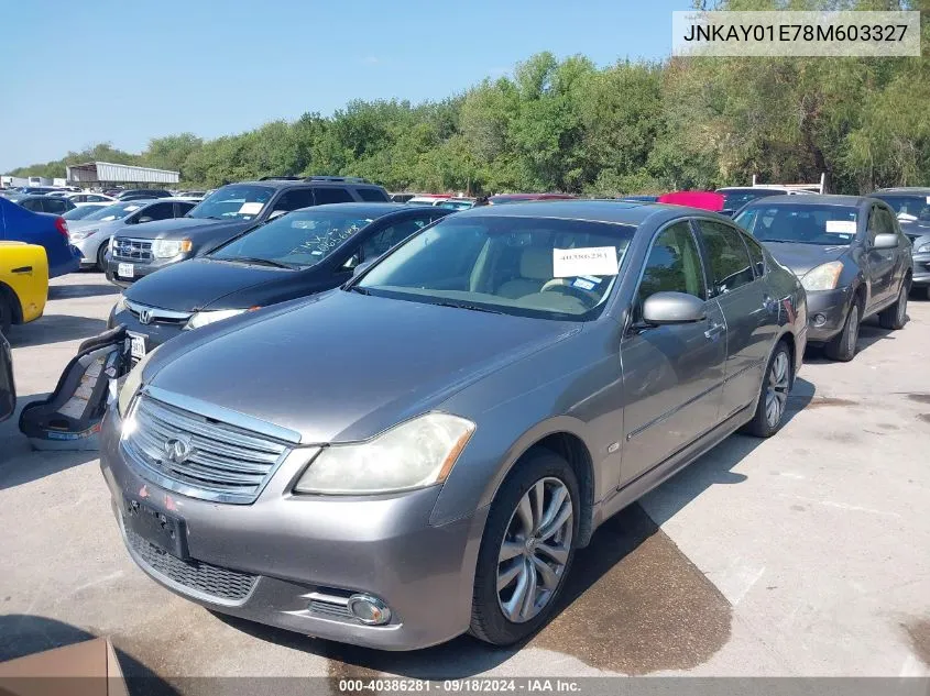 2008 Infiniti M35 VIN: JNKAY01E78M603327 Lot: 40386281