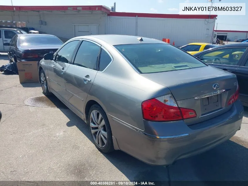 2008 Infiniti M35 VIN: JNKAY01E78M603327 Lot: 40386281