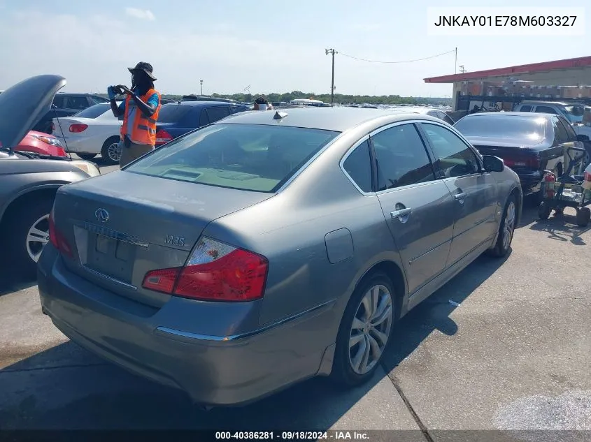 2008 Infiniti M35 VIN: JNKAY01E78M603327 Lot: 40386281