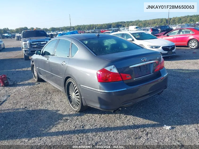 2008 Infiniti M35X VIN: JNKAY01F28M650063 Lot: 40504961