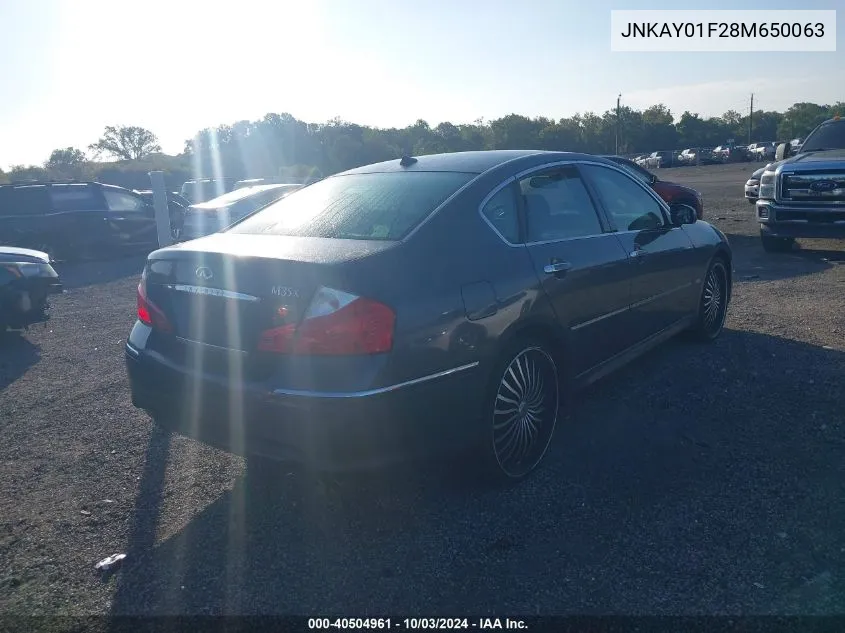 2008 Infiniti M35X VIN: JNKAY01F28M650063 Lot: 40504961