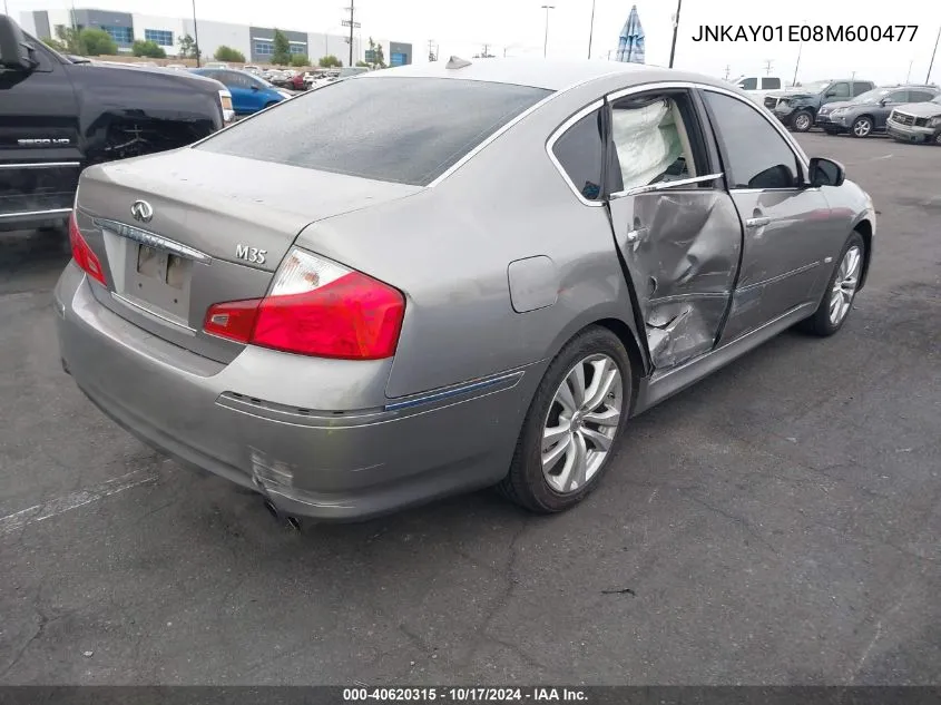 2008 Infiniti M35 VIN: JNKAY01E08M600477 Lot: 40620315