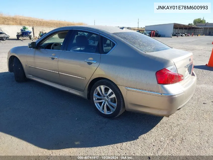 2008 Infiniti M35 VIN: JNKAY01E78M600993 Lot: 40741817