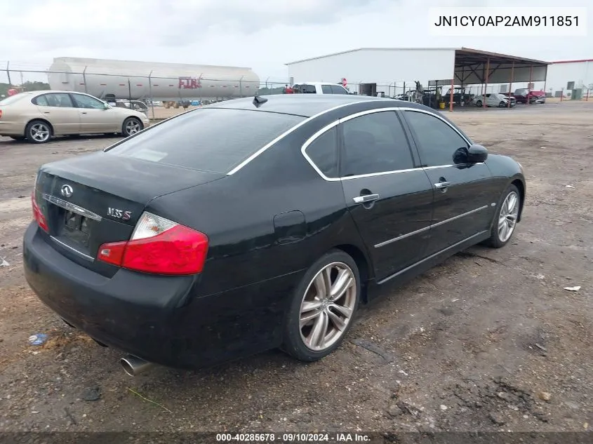 2010 Infiniti M35 VIN: JN1CY0AP2AM911851 Lot: 40285678