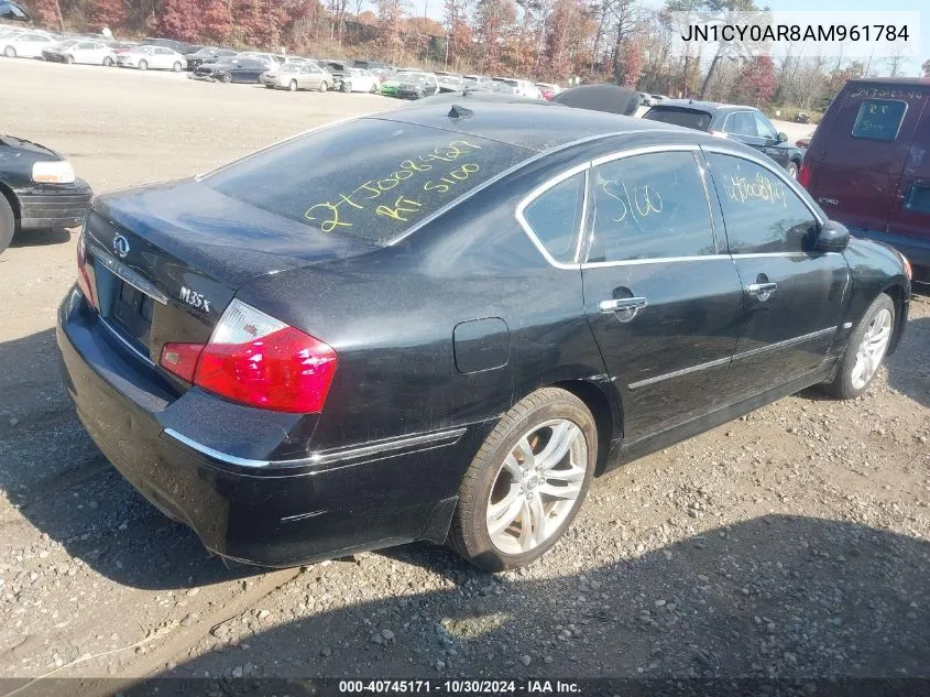 2010 Infiniti M35X VIN: JN1CY0AR8AM961784 Lot: 40745171