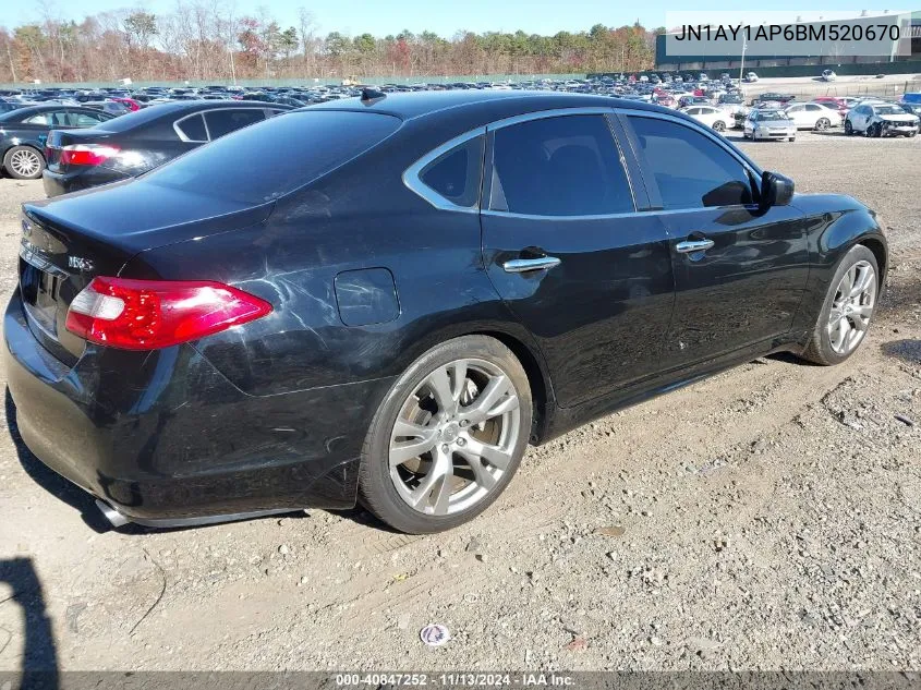 2011 Infiniti M56 VIN: JN1AY1AP6BM520670 Lot: 40847252