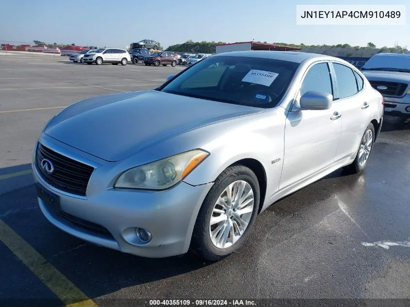 2012 Infiniti M35H VIN: JN1EY1AP4CM910489 Lot: 40355109