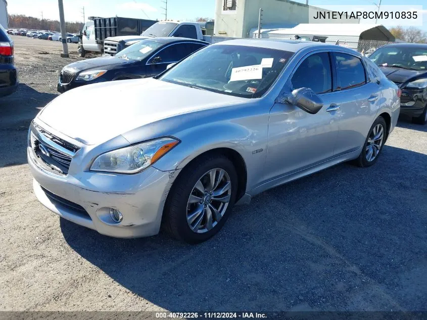 2012 Infiniti M35H VIN: JN1EY1AP8CM910835 Lot: 40792226