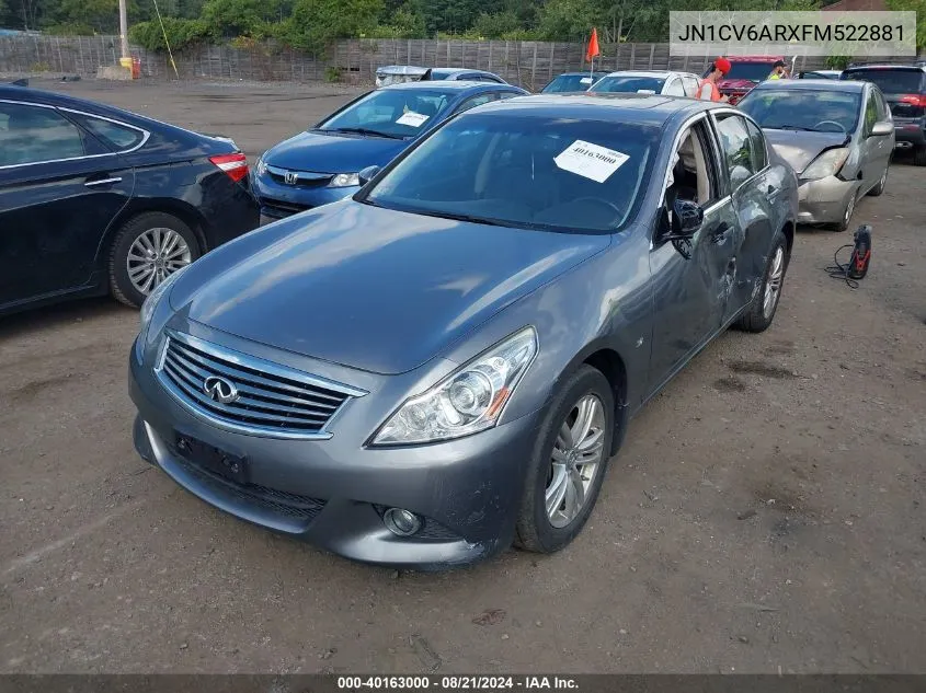 2015 Infiniti Q40 VIN: JN1CV6ARXFM522881 Lot: 40163000