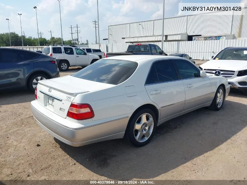 2000 Infiniti Q45 Anniversary Edition/Touring VIN: JNKBY31A0YM301428 Lot: 40379846