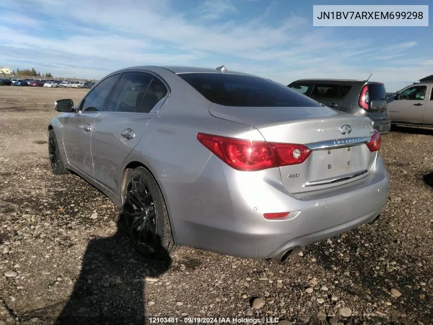 2014 Infiniti Q50 VIN: JN1BV7ARXEM699298 Lot: 12103481