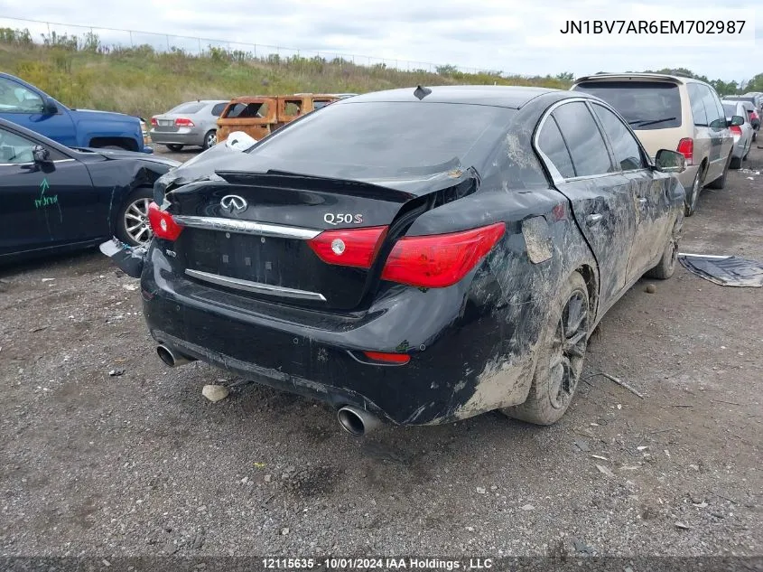 2014 Infiniti Q50 VIN: JN1BV7AR6EM702987 Lot: 12115635