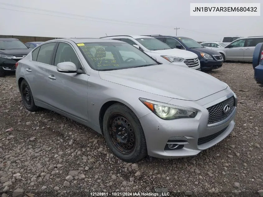 2014 Infiniti Q50 VIN: JN1BV7AR3EM680432 Lot: 12128911