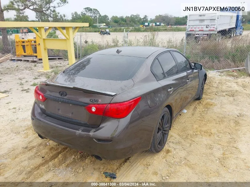 JN1BV7APXEM670060 2014 Infiniti Q50 Sport