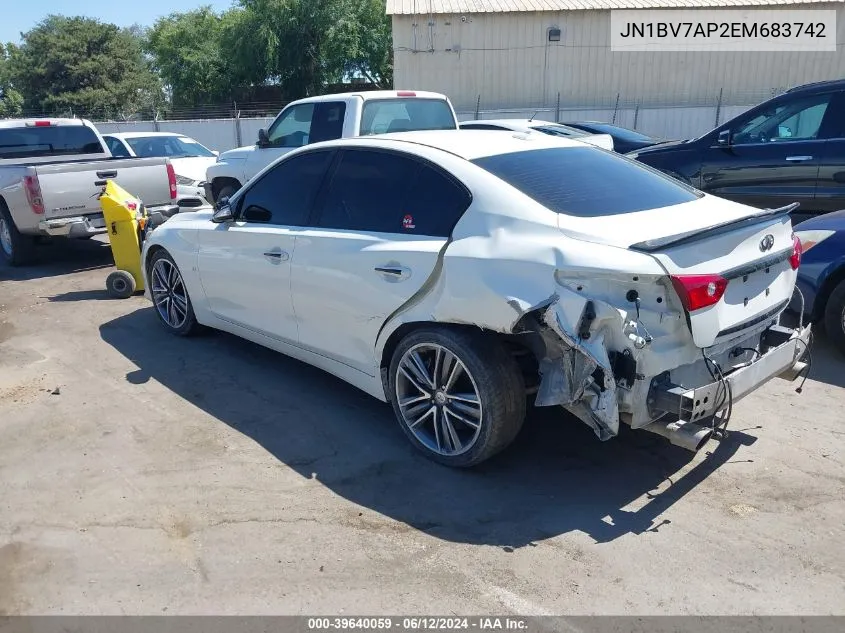 2014 Infiniti Q50 Sport VIN: JN1BV7AP2EM683742 Lot: 39640059