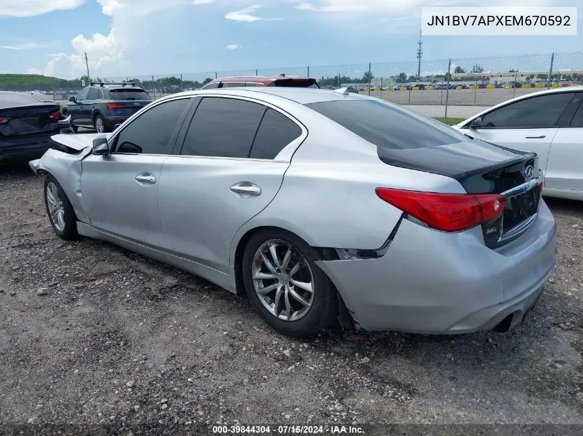 2014 Infiniti Q50 Premium VIN: JN1BV7APXEM670592 Lot: 39844304