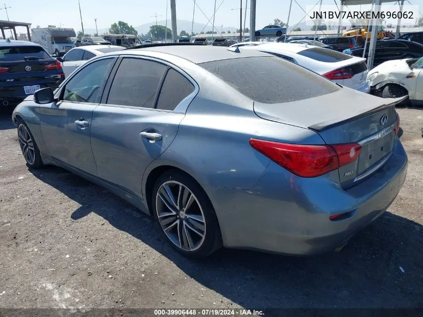 2014 Infiniti Q50 Premium VIN: JN1BV7ARXEM696062 Lot: 39906448