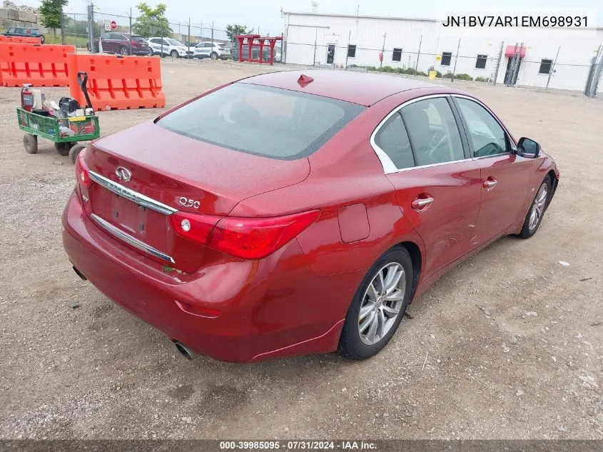 2014 Infiniti Q50 Premium VIN: JN1BV7AR1EM698931 Lot: 39985095