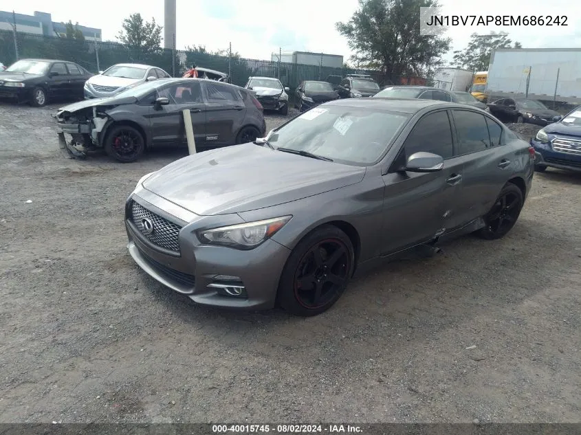 2014 Infiniti Q50 Premium/Sport VIN: JN1BV7AP8EM686242 Lot: 40015745