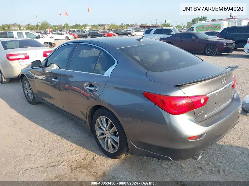 JN1BV7AR9EM694920 2014 Infiniti Q50 Premium