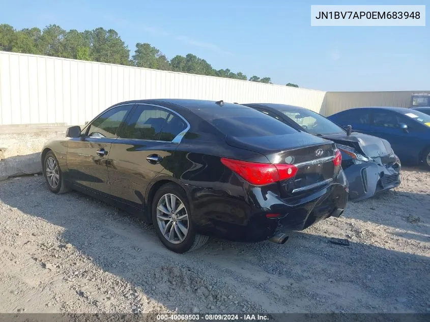 2014 Infiniti Q50 VIN: JN1BV7AP0EM683948 Lot: 40069503