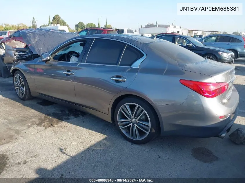 2014 Infiniti Q50 Premium VIN: JN1BV7AP0EM686381 Lot: 40086948