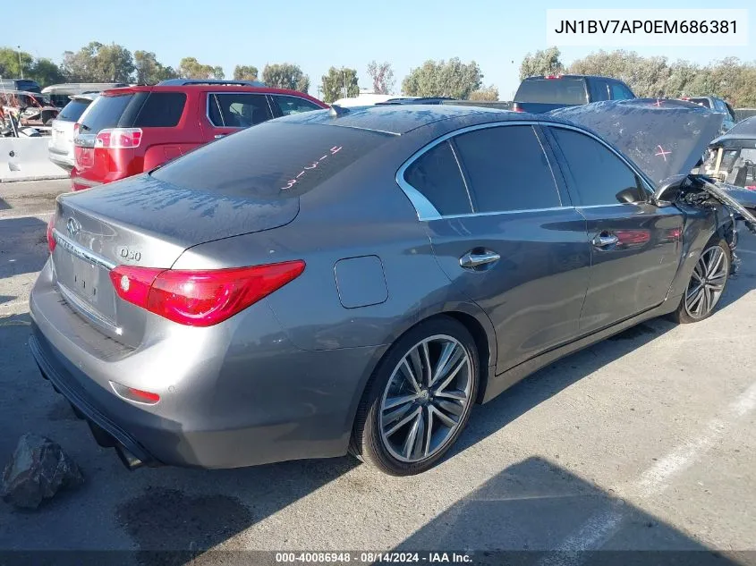 2014 Infiniti Q50 Premium VIN: JN1BV7AP0EM686381 Lot: 40086948