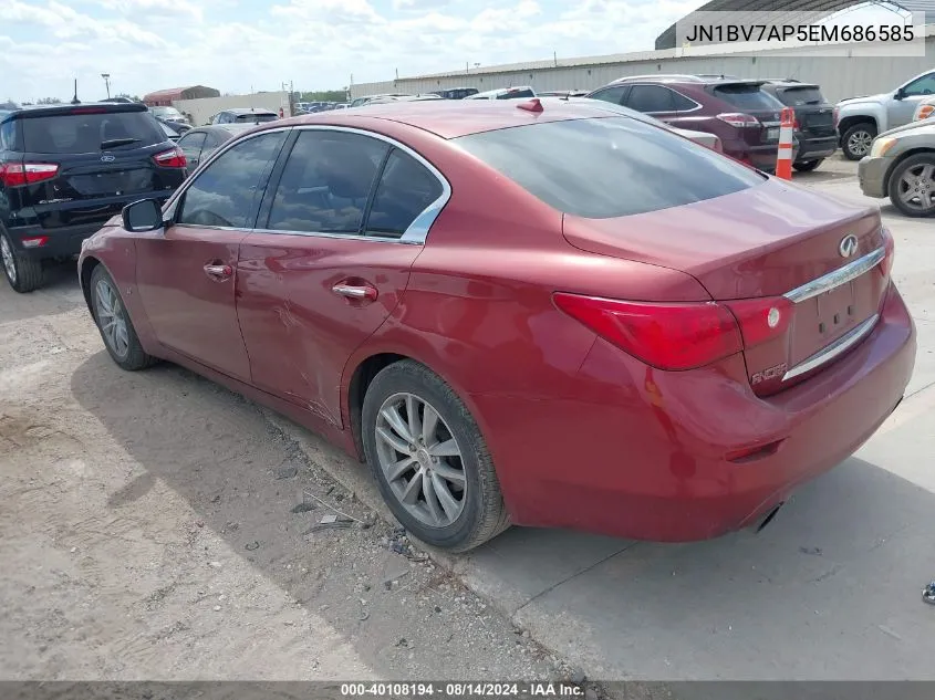 2014 Infiniti Q50 Premium/Sport VIN: JN1BV7AP5EM686585 Lot: 40108194