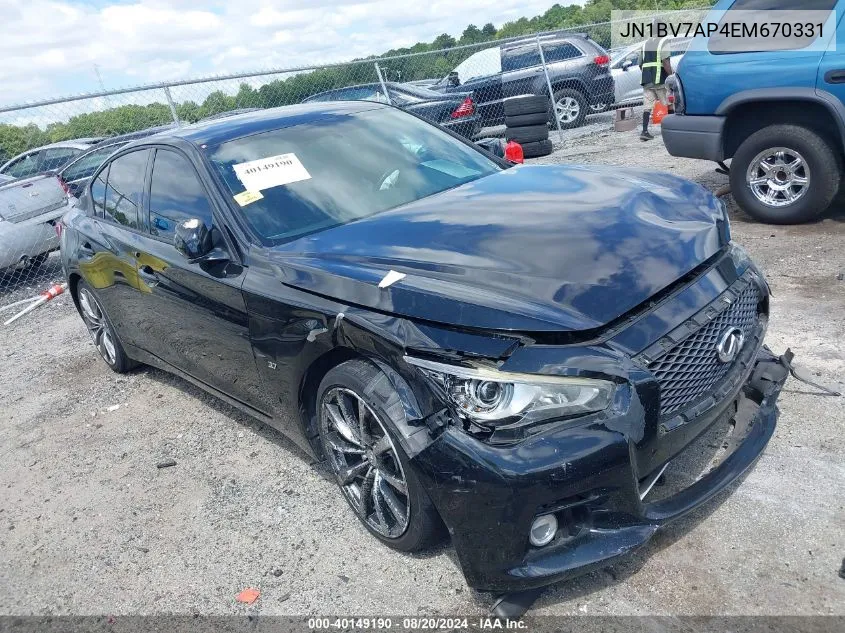 2014 Infiniti Q50 Premium/Sport VIN: JN1BV7AP4EM670331 Lot: 40149190