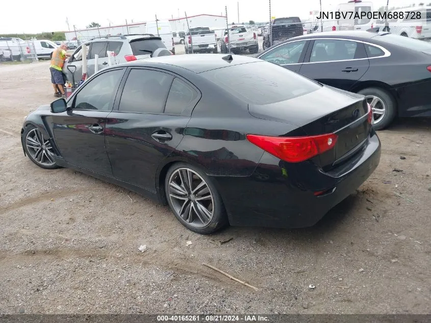 2014 Infiniti Q50 Premium/Sport VIN: JN1BV7AP0EM688728 Lot: 40165261