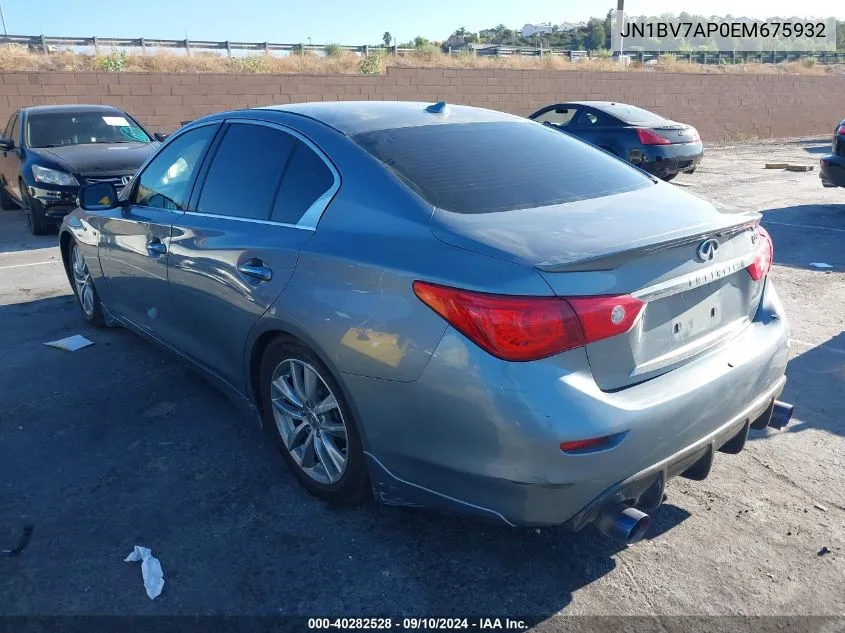 2014 Infiniti Q50 Premium/Sport VIN: JN1BV7AP0EM675932 Lot: 40282528