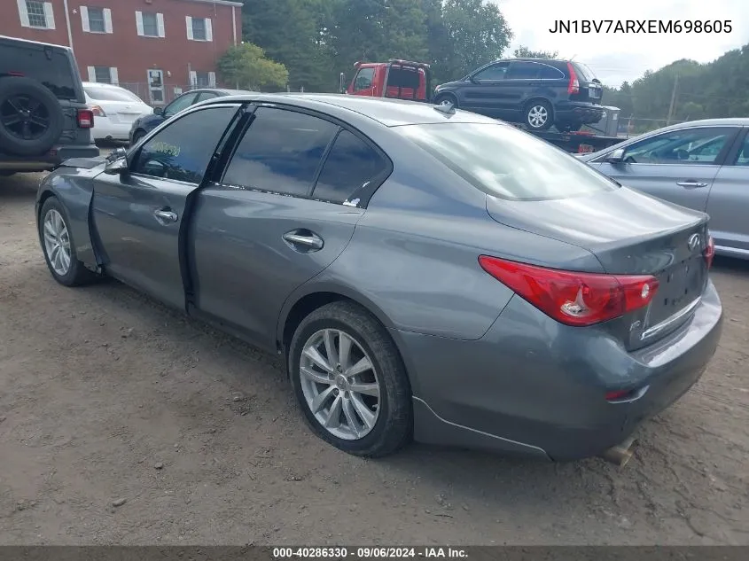 2014 Infiniti Q50 Premium VIN: JN1BV7ARXEM698605 Lot: 40286330