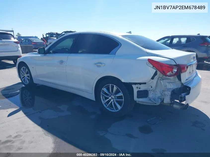 2014 Infiniti Q50 Premium VIN: JN1BV7AP2EM678489 Lot: 40286363