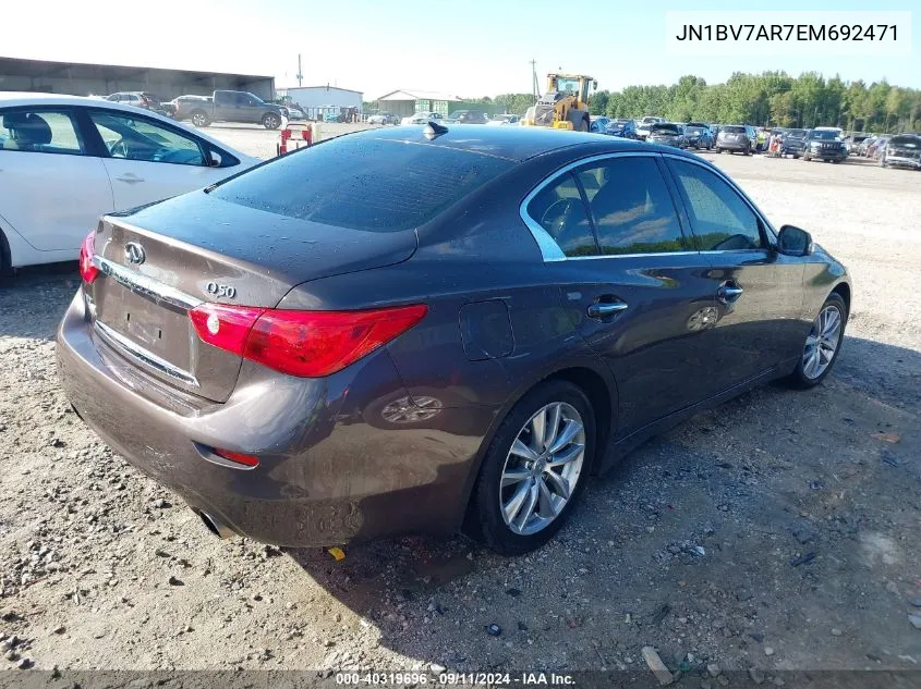 2014 Infiniti Q50 Premium VIN: JN1BV7AR7EM692471 Lot: 40319696