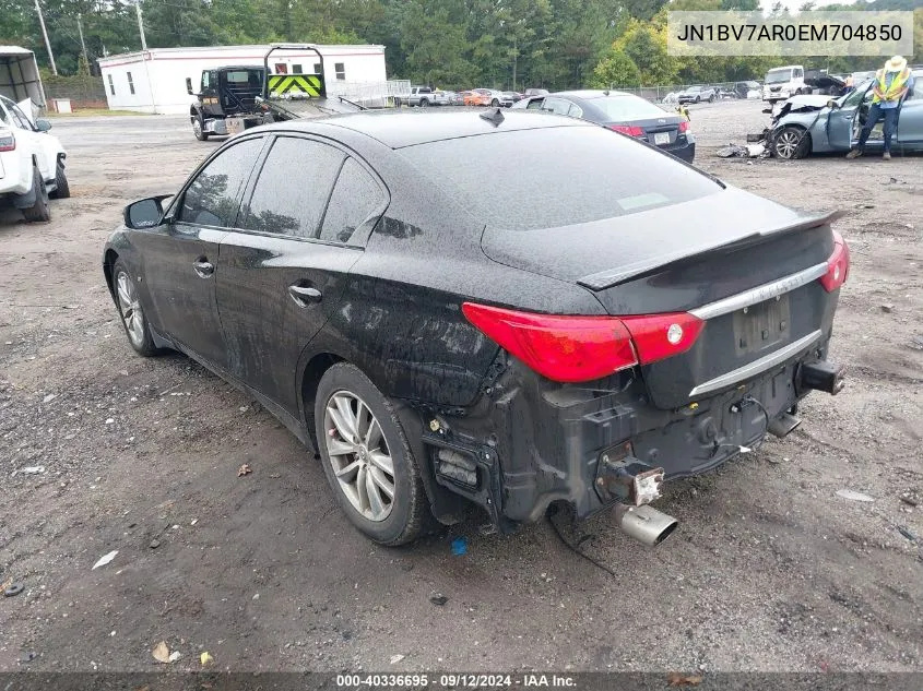 2014 Infiniti Q50 Premium VIN: JN1BV7AR0EM704850 Lot: 40336695