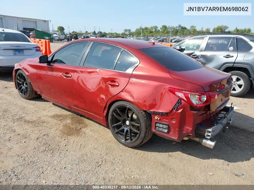 2014 Infiniti Q50 Premium VIN: JN1BV7AR9EM698062 Lot: 40338217