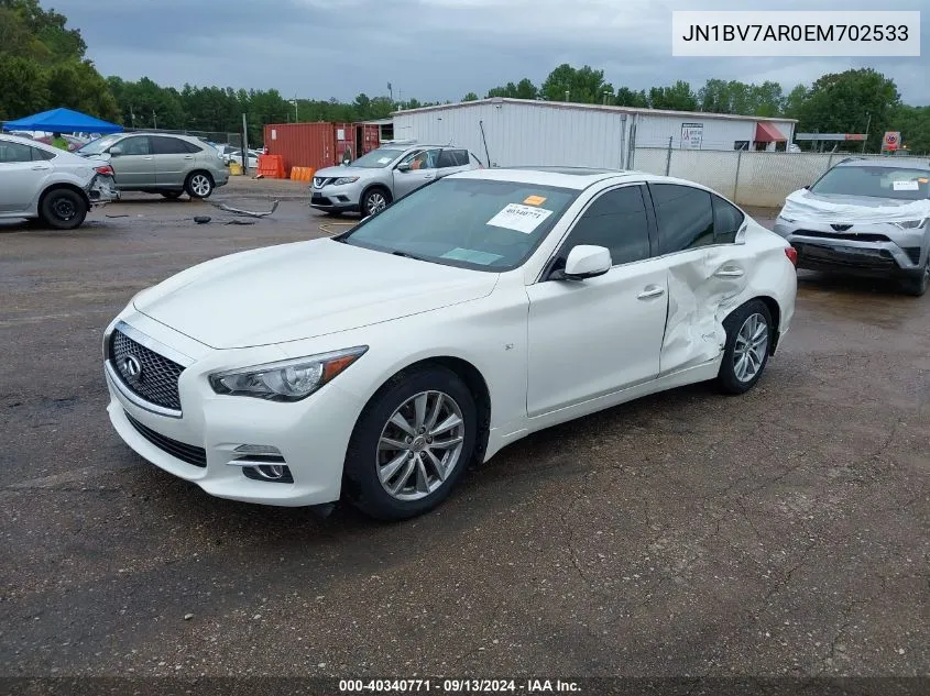 2014 Infiniti Q50 Premium VIN: JN1BV7AR0EM702533 Lot: 40340771