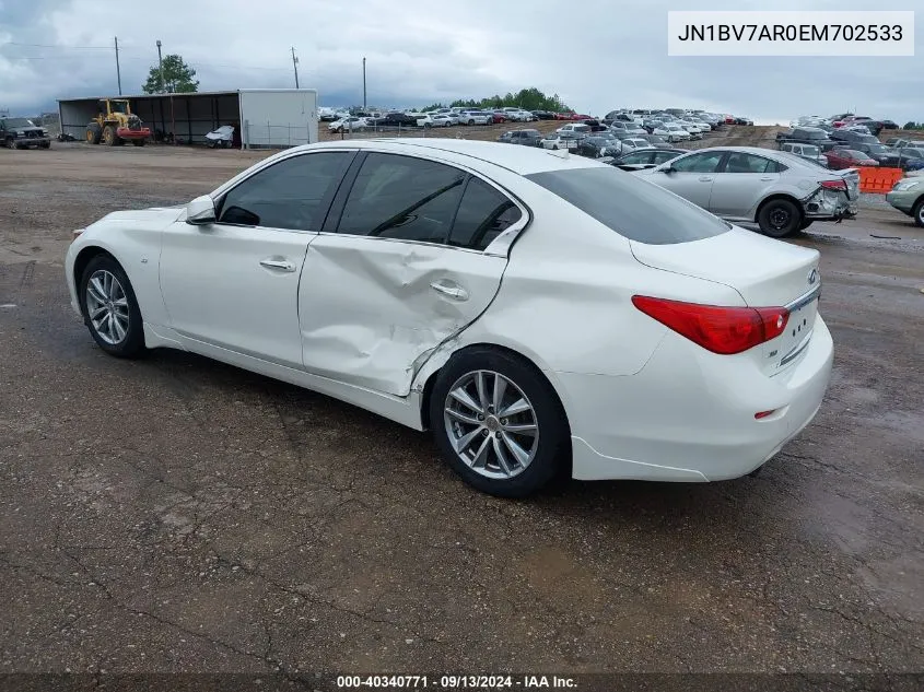 2014 Infiniti Q50 Premium VIN: JN1BV7AR0EM702533 Lot: 40340771