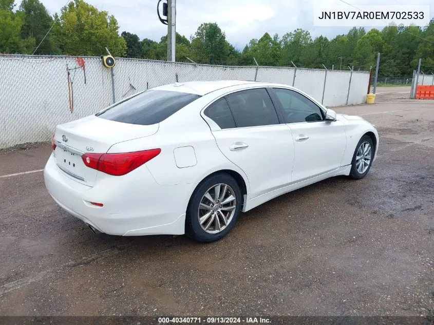 2014 Infiniti Q50 Premium VIN: JN1BV7AR0EM702533 Lot: 40340771