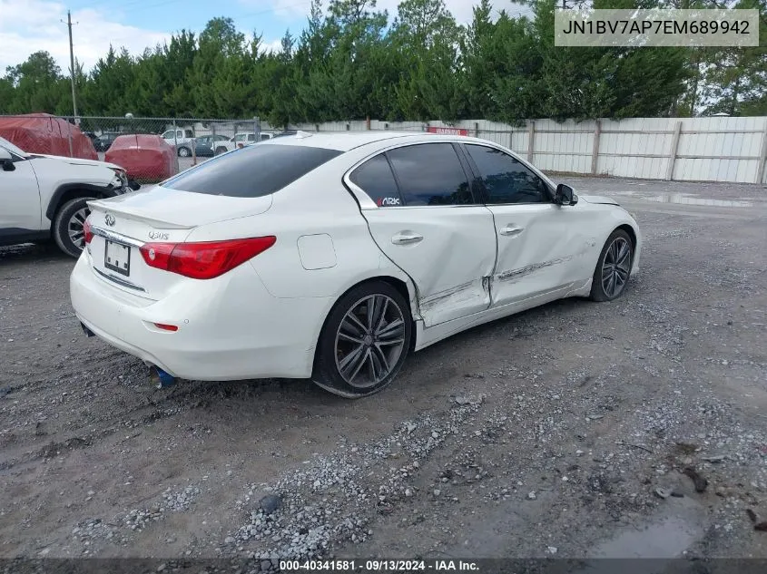 2014 Infiniti Q50 Premium/Sport VIN: JN1BV7AP7EM689942 Lot: 40341581