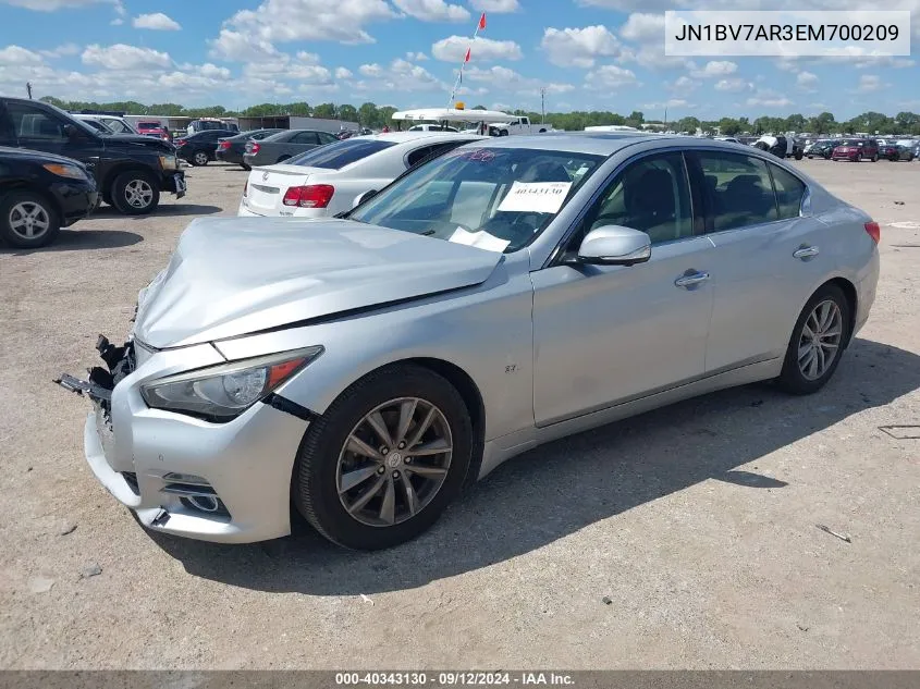 2014 Infiniti Q50 Premium VIN: JN1BV7AR3EM700209 Lot: 40343130