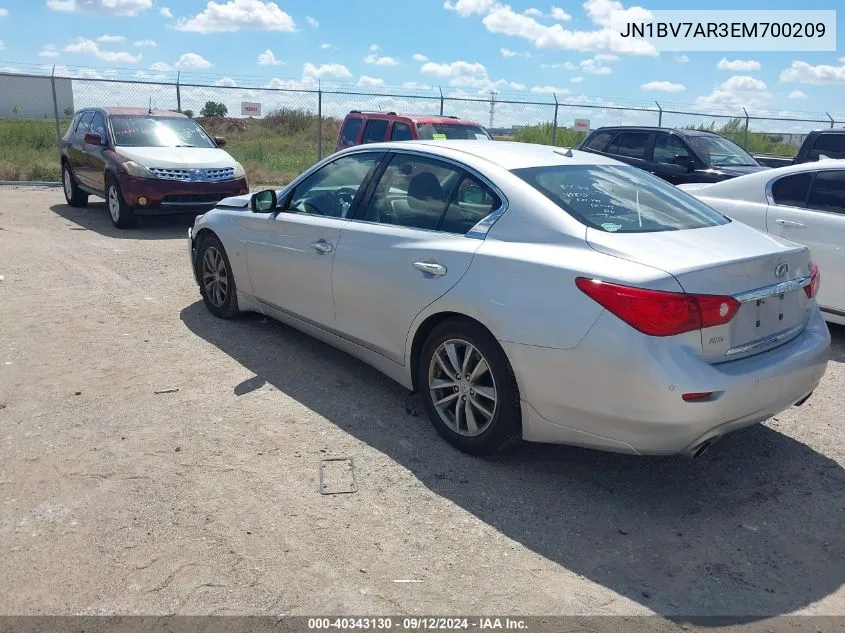 2014 Infiniti Q50 Premium VIN: JN1BV7AR3EM700209 Lot: 40343130