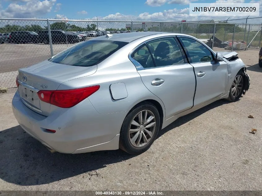 2014 Infiniti Q50 Premium VIN: JN1BV7AR3EM700209 Lot: 40343130