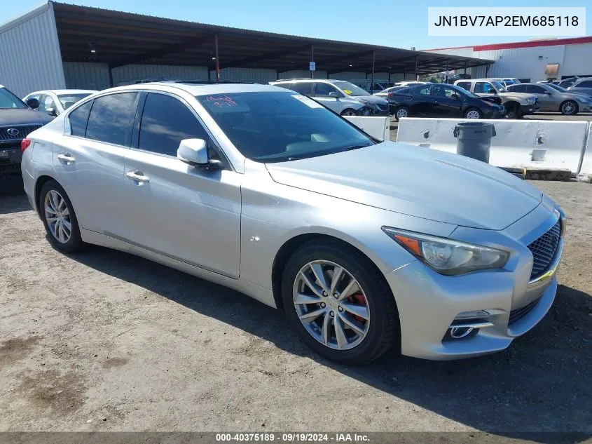 2014 Infiniti Q50 Premium VIN: JN1BV7AP2EM685118 Lot: 40375189